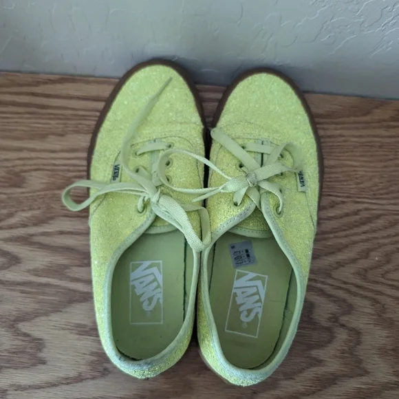 Vans Glitter Neon Green Yellow Ice Cream Low Top Shoes - Picture 6 of 7